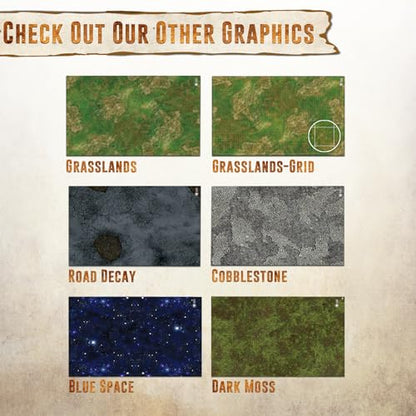 Melee Mats Wargaming Battle Mat, 48"x72" - Terrain for Warhammer 40K, Dungeons and Dragons, Tabletop RPG, Miniatures & Strategy Games - Durable Vinyl Map - color: Grasslands, size: 48"x72