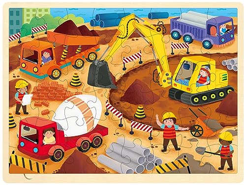 48 Piece Puzzles for Kids Ages 4-8, Each Piece is Unique, Construction Site Wooden Jigsaw Puzzle for 3 4 5 Year Old Toddlers Boys and Girls with Puzzle Tray - style: 48 Piece