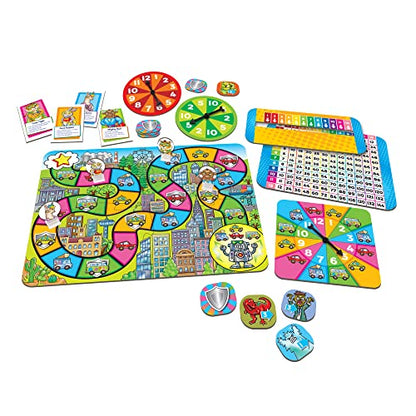Orchard Toys Moose Games Times Tables Heroes. an exciting Multiplication Game, Superhero Play. for Ages 6-9 and for 2-4 Players - style: Times Table Heroes