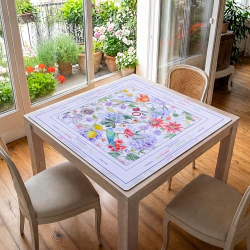 Purple Mahjong Mat（32.7"×32.7"） with Black Carrying Bag and 3 Dice, Anti-Slip&Noise-Reducing Table Cover for Mahjongg,Poker, Board Games, Dominoes, and Card Games