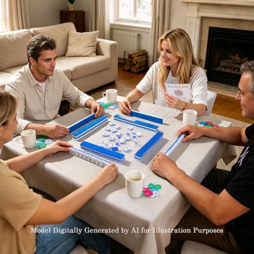 160 Acrylic American Mahjong Tile Set for Beginners, Mah Jong Lovers | 1.2” Mahjong Set with Carrying Bag and Accessories, 2026 New Deep Blue Tiles, 3D Engraved 4 Layer Mahjong Tiles - color: Dark Blue