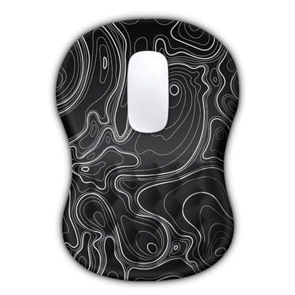 Ergonomic Mouse Pad with Massage Dot, Comfortable Computer Mouse Pad for Laptop, Wrist Rest Pain Relief, Non-Slip PU Base, Black, 12 x 8 in - color: 022-Topographic Map Black