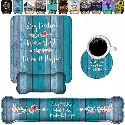 Keyboard Wrist Rest and Mouse Pad Wrist Support Set, Inspirational Quote Stay Positive Work Hard and Make It Happen Non-Slip Rubber PU Base for Home Office Working Studying Easy Typing & Pain Relief - color: Inspirational Quote Stay Positive Work Hard and