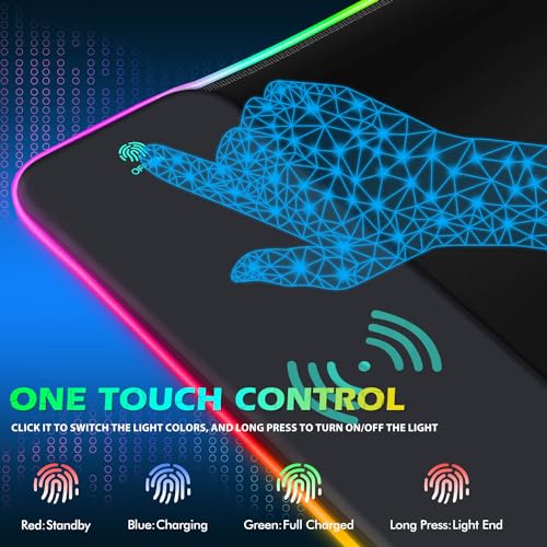 ToLuLu RGB Gaming Wireless Charging Mouse Pad, 5/7.5/10/15W 10 Light Modes LED Mouse Pad Computer Keyboard Mat Mousepad, 800x300x4MM Extended Large Desk Mat for Gaming, MacBook, Laptop, PC, Black - color: Black