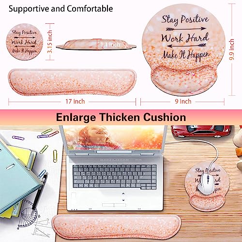 Mouse Pad with Wrist Rest, Canjoy 3-in-1 Keyboard Wrist Rest + Mousepad Set | Keyboard Wrist Rest + Ergonomic Mouse Pad + Coaster, Gel Wrist Rest for Computer Keyboard, Easy Typing & Pain Relief - color: Champagne-3pc