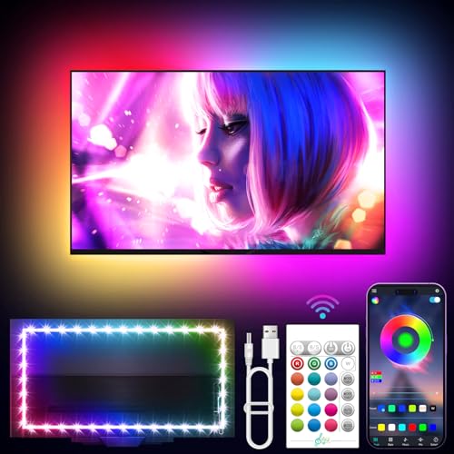 KANTUTOE TV LED Backlight, 9.84ft LED Lights for 32-43in TV, RGB TV Lights Behind with Music Sync Bluetooth APP and Remote Control Strip Light USB Powered for Bedroom Home Decor - size: 9.84ft for 32"-43" TV