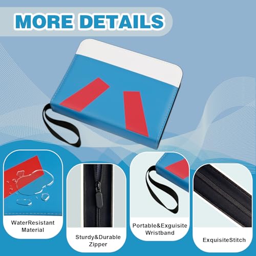 Card Binder 4 Pocket, Small Trading Card Binder holds 400 Card with 50 Removable Sleeves, Favourites Waterproof PU Album with Zipper for TCG, MTG, Gaming Football Sports Cards, Blue - color: Blue