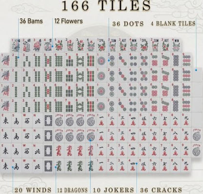 American Mahjong Set Complete, Full Game with 166 Mahjong Tiles, Mahjong Racks with Pushers, Instructions, Dice, Chips, Wind Indicator & Mahjong Accessories in Mahjong Bag (Cherry Blossom) - color: Cherry Blossom