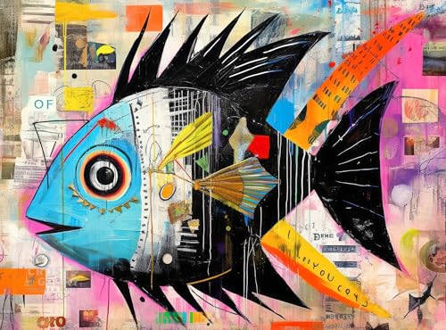 Cross & Glory | 1000 Piece Jigsaw Puzzles for Adults | Angelfish Abstract | Vibrant Artistic Marine Design | 2mm Thick Pieces | Bonus Reference Poster | Satin Finish | Ages 14+ - color: Angelfish Abstract