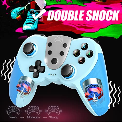 TERIOS Wireless Pro Controller Compatible with Switch/Switch Lite, Switch OLED - Premium Joypad for Video Games - 3 Levels of Turbo Speed - Adjustable Vibration Intensity (Blue)