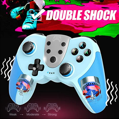 TERIOS Wireless Pro Controller Compatible with Switch/Switch Lite, Switch OLED - Premium Joypad for Video Games - 3 Levels of Turbo Speed - Adjustable Vibration Intensity (Blue)