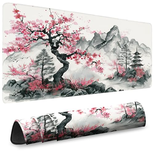 Gaming Mouse Pad, Desk Mat for Keyboard and Mouse, Large Mouse Pad for Desk, Computer Mousepad - color: Japanese Ink Painting