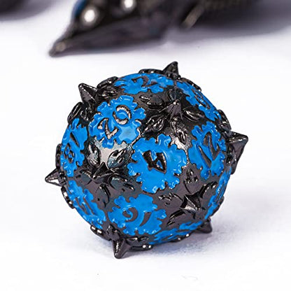 UDIXI Metal DND Dice Set 7PCS D&D Polyhedral Dice Set for Role Playing Game | Metal Gift Box, DM Gift, for Dungeons and Dragons Games Tabletop Games - color: Dg-black With Blue Number
