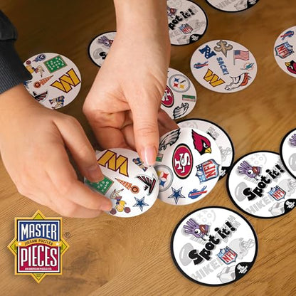 Spot It! NFL Edition Card Game – Fast-Paced Matching Game Featuring Official NFL Team Logos & Football Symbols – 55 Cards with 5 Mini Games – Family Party & Travel Game for Kids & Adults - style: League