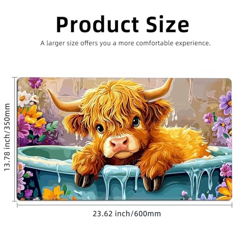 for MTG Playmat TCG Card Game Mat with Stitched Edges,Board Game Mats Non-Slip Waterproof Rubber Base 24 x 14 inch for CCG RPG DTCG Trading Card,Cute Cow Bathing - color: Cute Cow Bathing
