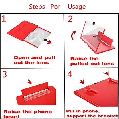 12" Screen Magnifier Amplifier, Generation of Mmobile Mobile Phone Holder Screen Magnifier, for Watching Movies, Videos, Etc. The Best Choice for Gifts (Red) - color: Red