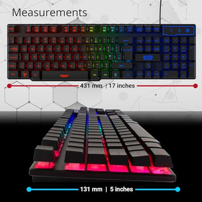 Orzly Gaming Keyboard RGB USB Wired Rainbow Keyboard Designed for PC Gamers, PS4, PS5, Laptop, Xbox, Nintendo Switch, RX-250 Hornet Edition - color: Black