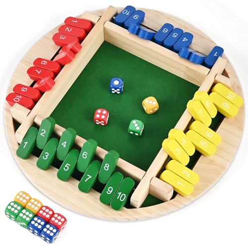Shut The Box Game, 2-4 Player Shut The Box Dice Game | Wooden Dice Board Table Math Game for Adults and Kids, Classics Tabletop Version Board Games for Family Classroom Home or Bar