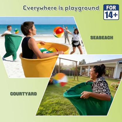 Granny Pants Yard Game with Balls, Giant Pants Catch Game, Outdoor Tossing Party Game for Family Reunion, Birthday, Backyard Fun for Adults & Teens - color: GREEN / YELLOW / BLUE / PINK