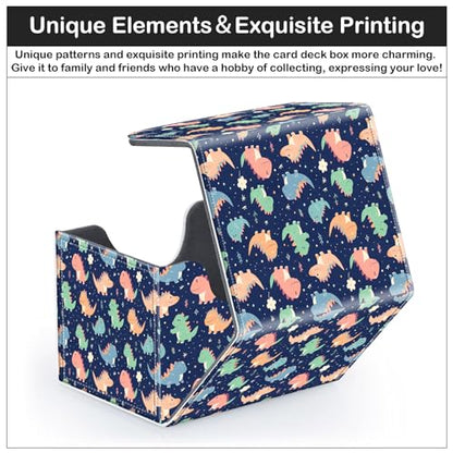 Card Deck Box for MTG Trading Cards with Magnetic Closure,Premium Card Storage Box Case Cover for TCG CCG Magic Cards,Dinosaur Pattern - color: Dinosaur Pattern