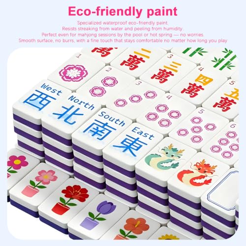 Floating Mahjong Tile Set for Pool - 160 American Waterproof Mahjong, Fade-Resistant American Mahjong Tiles for Outdoor & Beach Game, Lightweight Buoyant Summer Fun, Rose Red - color: Rose Red