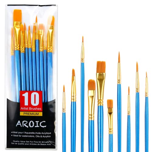 Acrylic Paint Brush Set, 1 Packs / 10 pcs Watercolor Brushes Painting Brush Nylon Hair Brushes for All Purpose Oil Watercolor Painting Artist Professional Kits - size: 10pcs-2