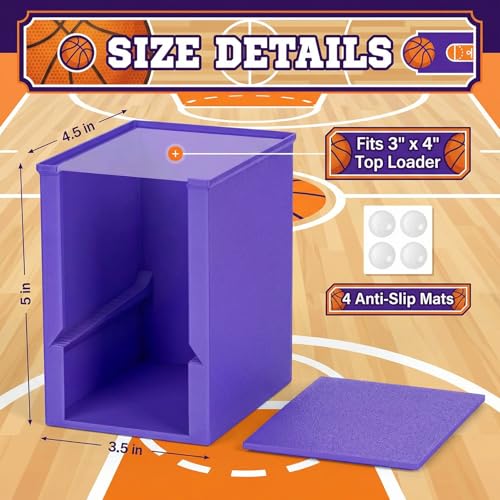 Toploader Dispenser & Penny Sleeve Holder - Dual Compartment Holds 250 Penny Sleeves & up to 50 Top Loaders, Stackable Card Storage Box with Dustproof Lid (Purple) - color: Purple