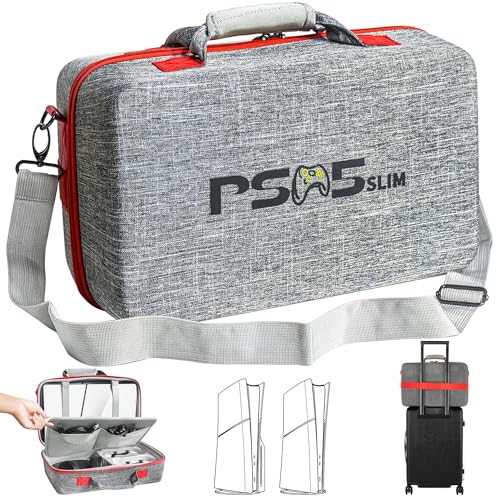 PSCHUNYD Hard Shell Carrying Case Compatible with PS5 Slim, PS5 Slim Travel Case Carry Bag, Organizer Protective Cases for Playstation 5 Slim Console,Dual Controller, Headset and Gaming Accessories - size: For PS5 Slim