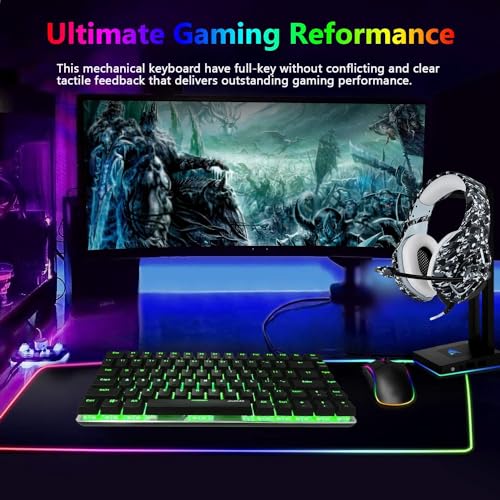 Gaming Keyboard and Mouse and Mouse Pad,Wired Green Backlit Mechanical Keyboard,Superlight RGB Gaming Mouse,12000DPI Optical Sensor,6 Programmable Buttons Mice for PC Gamers - color: Green Backlit
