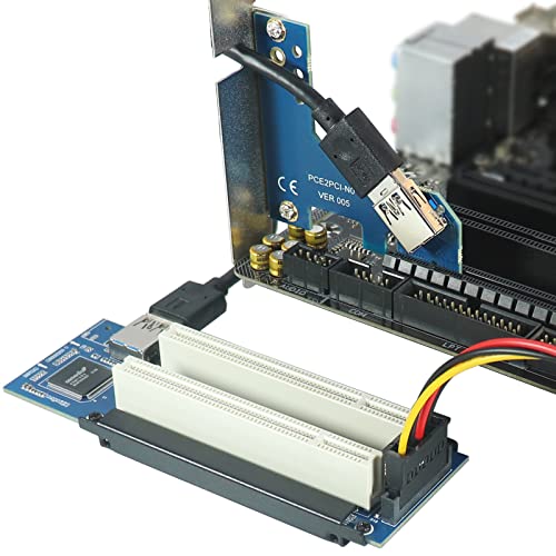 PCIe to PCI Adapter | x1 to Legacy PCI Converter with USB 3.0 Cable | Desktop Audio Interface Expansion - color: PCIe to Dual PCI Adapter with Bracket