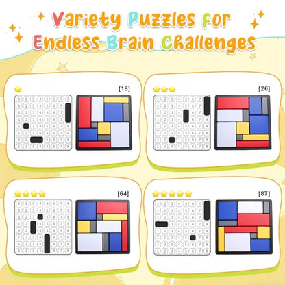 2 Pcs Logic Puzzle Brain Teaser Game for Adults, 88 Challenges 4 Difficulty Levels Logic Puzzles, Portable STEM Educational Thinking Game Toy for Classroom, Family Brain Training
