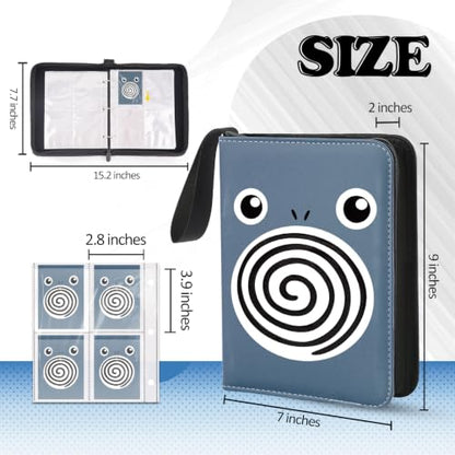 4 Pockets Trading Card Binder, 400 Card Holders with 50 Removable Sleeves, Portable Card Binder Album with zipper, Card holder Book for Game, Sport Collection (Hazy blue) - color: Hazy blue