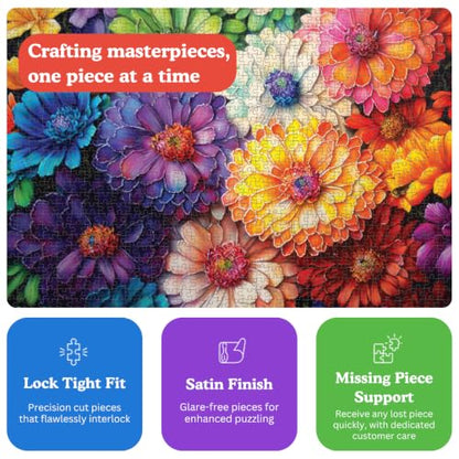 Cross & Glory | 1000 Piece Jigsaw Puzzles for Adults | Rainbow of Flowers | Flower Puzzles for Adults | 2mm Thick Pieces | Bonus Reference Poster | Satin Finish | Ages 14+ - color: Rainbow of Flowers
