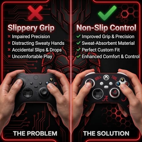 Silicone Gaming Cover Compatible with Xbox Controller - Officially Licensed University of Alabama Crimson Tide Night Design - color: Night-N2