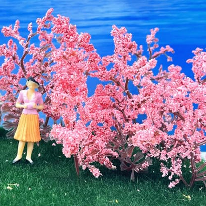 Cayway Miniature Colorful Flower Cluster, Pink Trees Static Grass Tufts Flower Vegetation Groups for DIY Model Train Landscape Railroad Scenery - color: Pink