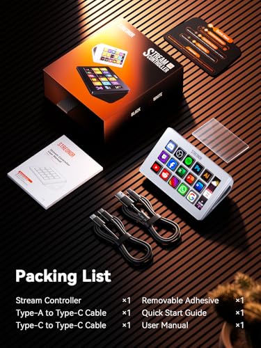 S15 Standard Stream Controller Deck, Macro Keypad Shortcut | 15 Customizable Keys and 3 Status Displays, Macro Shortcut Deck for Live Streaming, Editing, Productivity, Windows & Mac