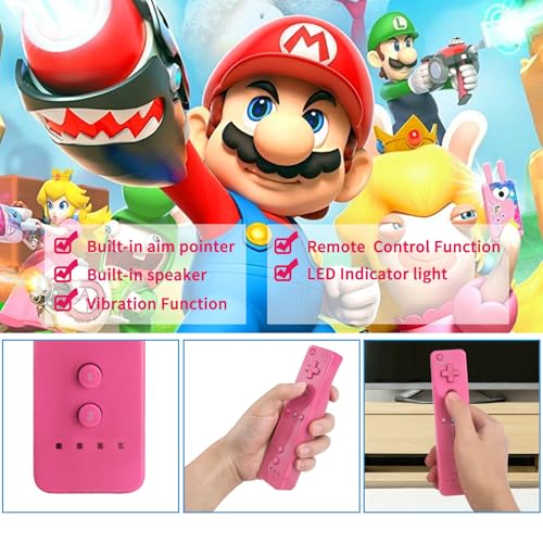 TechKen Wii Controller 2 Pack, Wii Remote Controller with Silicone Case and Wrist Strap, Wii Remote Controller for Wii/Wii U - color: Pink