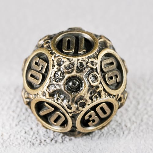 Unbeaten 7PCS Meteorite Metal Dice Set with Box, RPG DND Dungeons and Dragons Role Playing Game Polyhedral Dice Set D20 D12 D10 D8 D6 D4 (Ancient Bronze)
