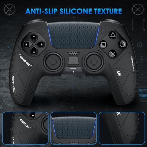 Anti-Slip Silicone Protective Skin for PS5 Controller, Soft Rubber Grip Cover Case for PlayStation 5 DualSense Wireless Controller with 4 Thumb Grip Caps & 4 Touchpad Stickers
