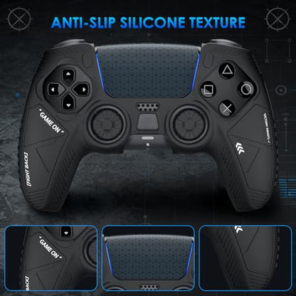 Anti-Slip Silicone Protective Skin for PS5 Controller, Soft Rubber Grip Cover Case for PlayStation 5 DualSense Wireless Controller with 4 Thumb Grip Caps & 4 Touchpad Stickers
