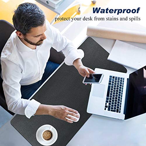 Desk Pad for Office Home 31" x 13",PU Leather Waterproof Large Desk Writing Mat Organizer,Multifunctional Ultra Thin Dual Use Desk Blotters Mouse Pad Protector … (Black) - color: Black