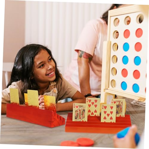 2pcs Wooden Playing Card Holders Base Card Stand for Games Versatile Display for Business and Photos Elegant Design for Ages