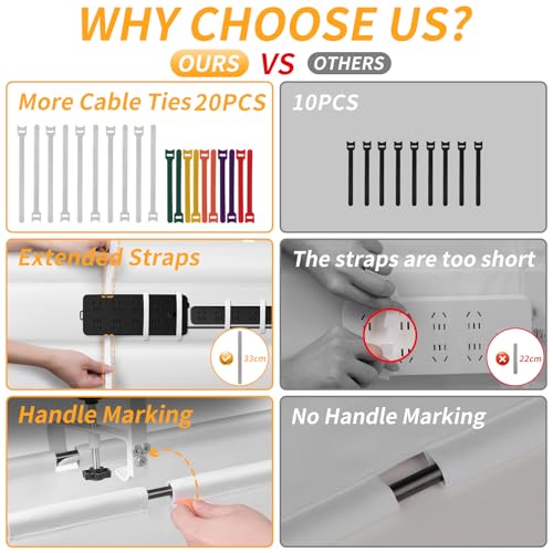 Under Desk Cable Management Tray No Drill, 28Inch Cable Management,White | Clamp and Screw Mount Cable Management Tray, Extra Large Capacity Desk Cable Management, Fabric Wire Management for Office - color: White, size: 28"L x 5.5"W