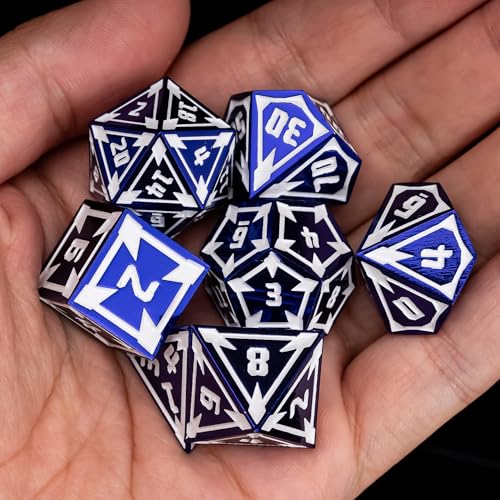 UDIXI Purple Metal Dice Set D&D Heavy Metallic DND Dice for Tabletop Games | 7-Pieces, Lozenge Pattern, Zinc Alloy Material, Gorgeous Gift Case, DM Gift, for Dungeons and Dragons Role Playing Games - color: Purple