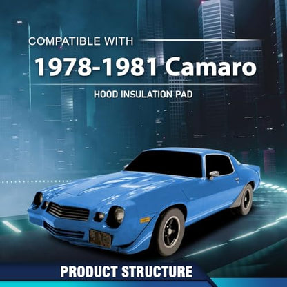 PIT66 Hood Insulation Pad Heat Shield & Clips Compatible with 1980 1981 Chevy Camaro Black - style: 1980-1981 Chevy Camaro
