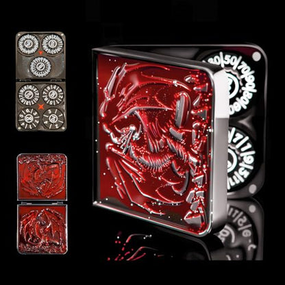 7 in 1 Metal DND Dice Set Spinner dice subitable for Dungeons & Dragons in Magnetic Iron Box（red） - color: Openable-red