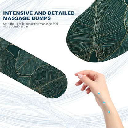 Ergonomic Mouse Pad and Keyboard Wrist Rest with Massage Design, Space-Saving Mouse Pad Wrist Support, Memory Foam Wrist Rest with Non-Slip PU Base for Computer Desk, Green Leaves - color: Massage02-green Leaves