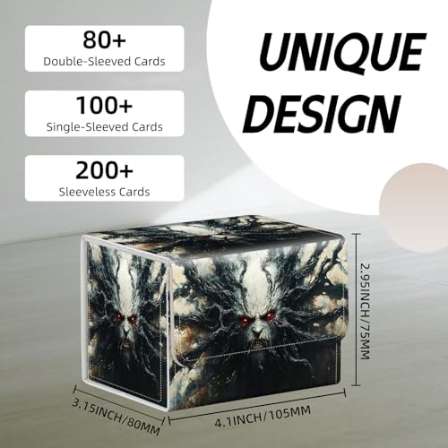 Trading Card Storage Box, Holds 100+ for MTG Cards, PU Leather with Magnetic Closure, Shadow Wraith with Glowing Red Eyes Durable Deck Box for Magic the Gathering, Trading Card Games - color: Shadow Wraith with Glowing Red Eyes