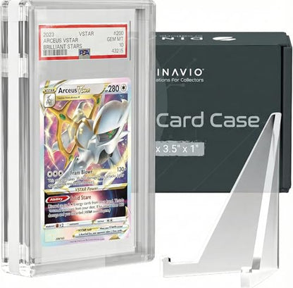 Dinavio Crafthouse PSA Graded Card Display Acrylic Case for Standard PSA and CGC Slabs - Slab Case - PSA Card Case - Graded Card Display Case - Updated Dimensions - Stand Included (White Border) - color: White Border