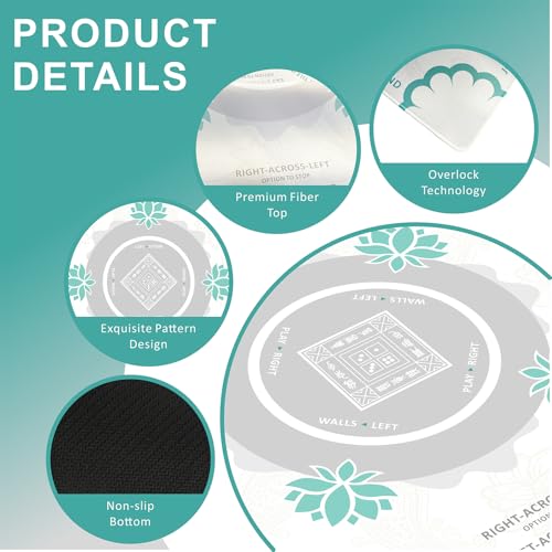 Mahjong Mat for Table,31.5 * 31.5in 3mm，Non-Slip, Silent. | Mahjong Mat with Rules with Storage Bag， Reduction Gaming Mat for Mahjong, Poker, Board Games, Dominoes(White) - color: White